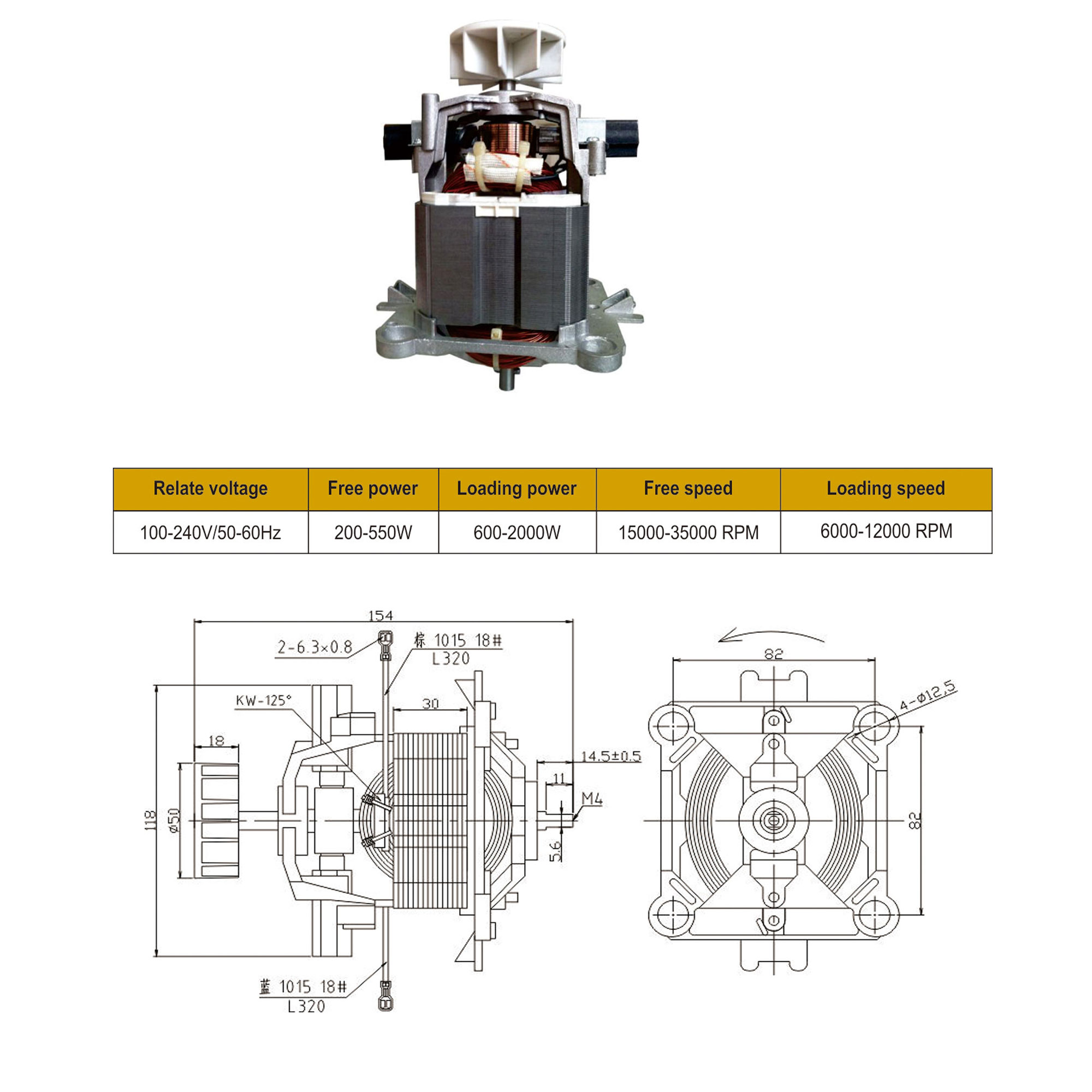 U88 series Food Process Universal Motor