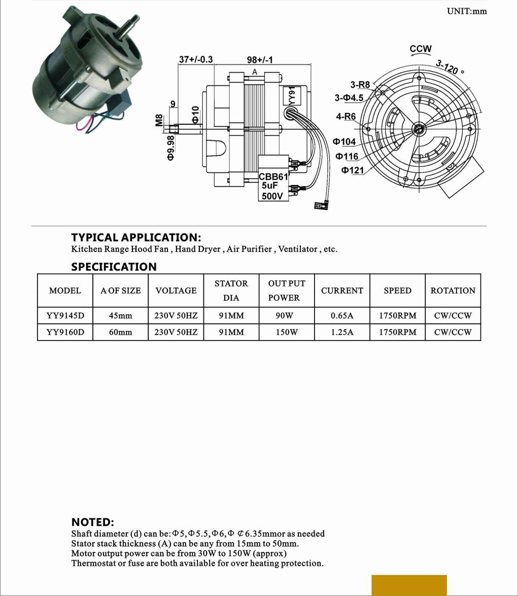 YY91 Capacitor motor