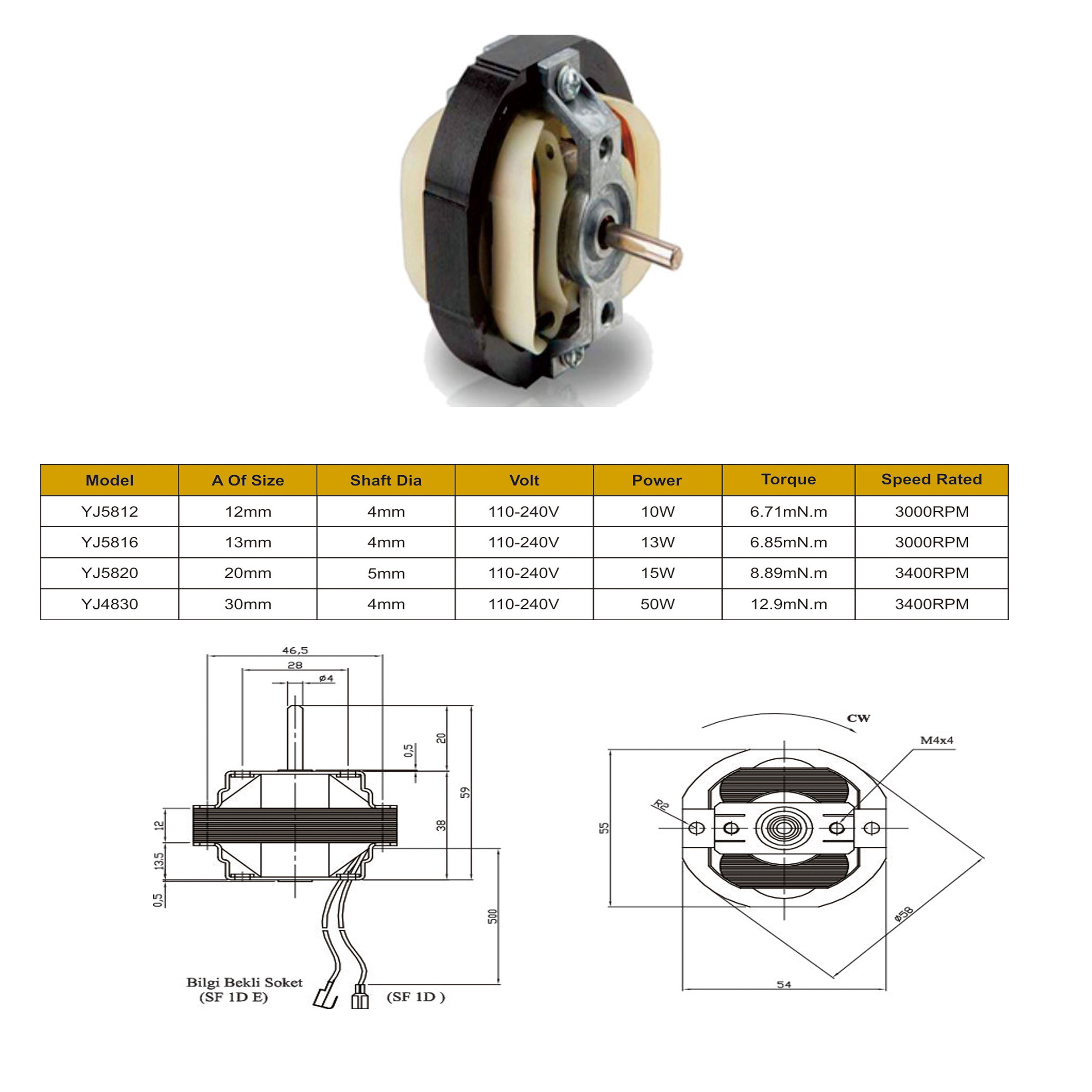 YJ58 Fan AC Electric Motor