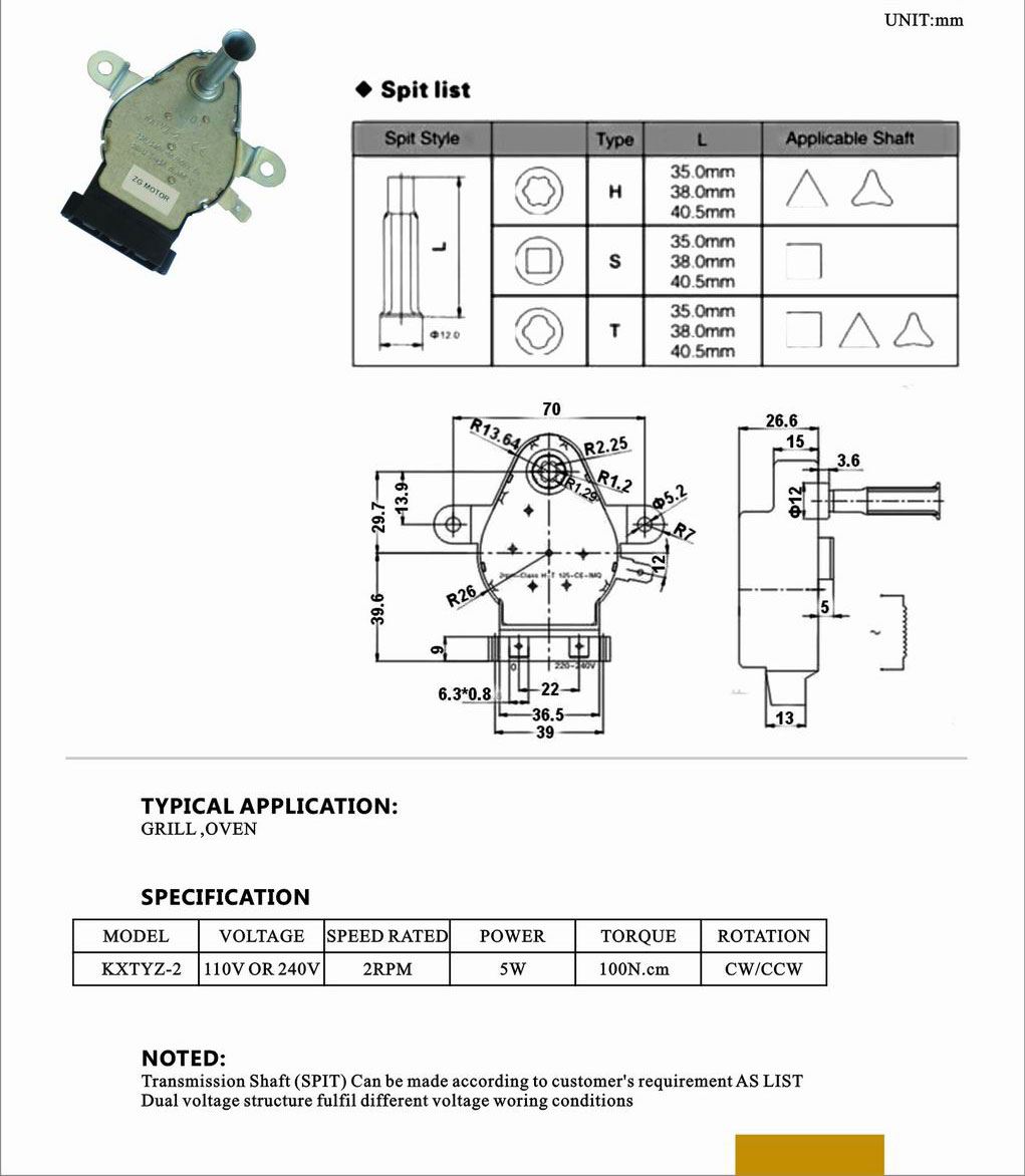 Grill Synchronous Motor Oven Motor