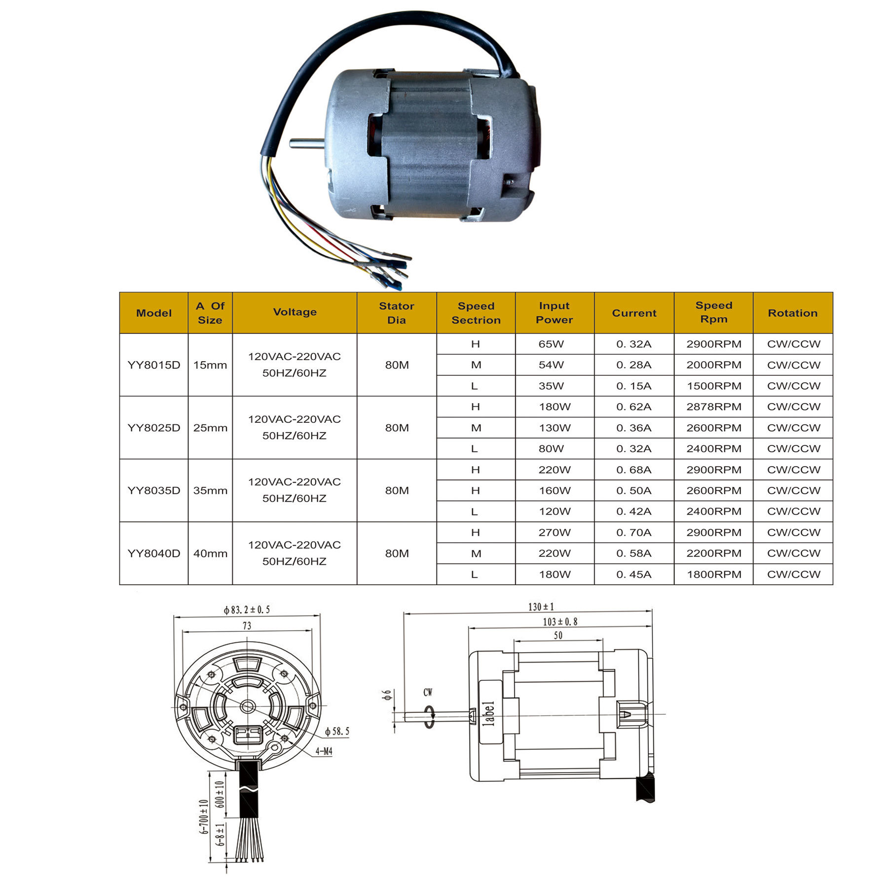 YY80 Motor with Capacitor 